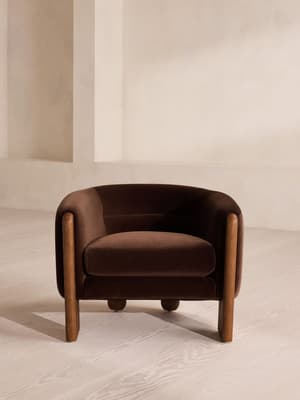 Winnie Armchair - Velvet - Chocolate - Hover Image