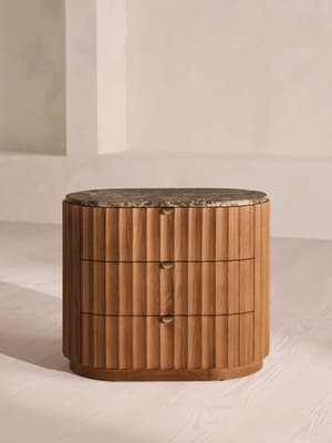 Railton Bedside Table - Dark Emperador Marble - Large - Hover Image