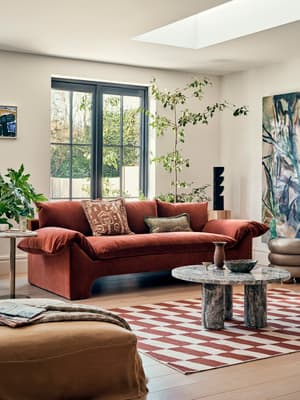 Wyatt Three Seater Sofa - Velvet - Rust - Listing Image