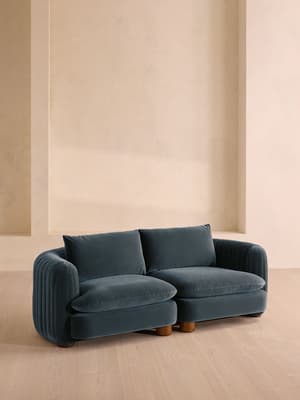 Vivienne Modular Sofa - Three Seater - Velvet Grey Blue - Hover Image