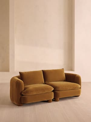 Vivienne Modular Sofa - Three Seater - Velvet Mustard - Hover Image