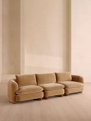 Vivienne Sectional Sofa - Four Seater - Velvet Camel - US - Hover Image