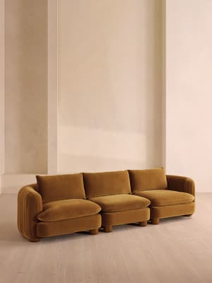 Vivienne Sectional Sofa - Four Seater - Velvet Mustard - US - Hover Image