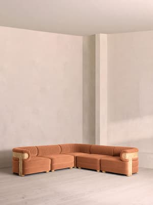 Caleb Sectional Sofa - Corner Sofa - Velvet - Antique Rose - Blonde Burl - US - Listing Image