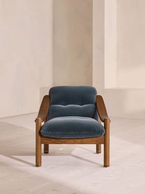 Karine Armchair - Dark Stain - Grey Blue Velvet - US - Hover Image