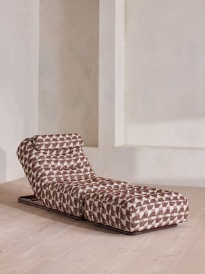 Celia Outdoor Sunlounger - Geometric - Maroon - Hover Image