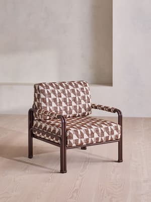 Elias Outdoor Armchair - Geometric - Maroon - UK - Hover Image