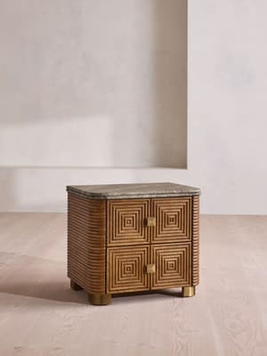 Kingsley Bedside Table - Large - Grey Emperador Marble - Hover Image