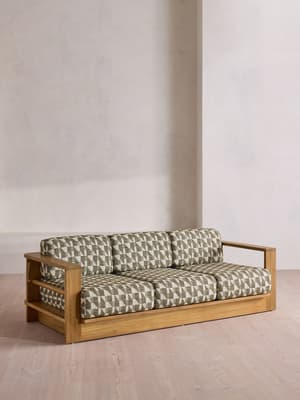 Madeira Outdoor - Three Seater Sofa - Geometric - Green UK - Hover Image
