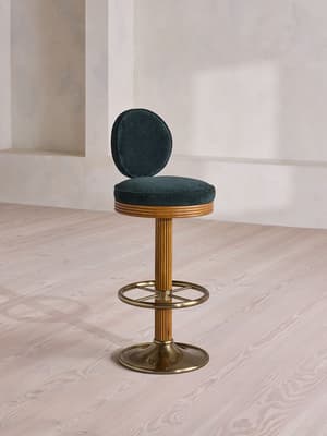 Alma Barstool - Linen Chenille - Deep Teal - UK - Hover Image