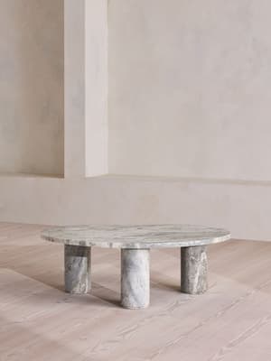 Tisbury Oval Coffee Table - Terra Bianca Marble - Hover Image