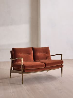 Theodore Two Seater Sofa - Velvet - Rust - UK - Hover Image