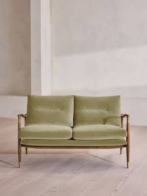Theodore Two Seater Sofa - Velvet - Lichen - US - Hover Image