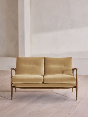 Theodore Two Seater Sofa - Velvet - Camel - UK - Hover Image