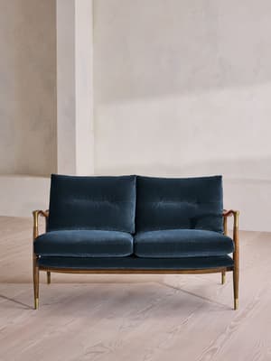 Theodore Two Seater Sofa - Velvet - Royal Blue - UK - Hover Image
