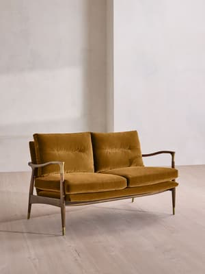 Theodore Two Seater Sofa - Velvet - Mustard - UK - Listing Image