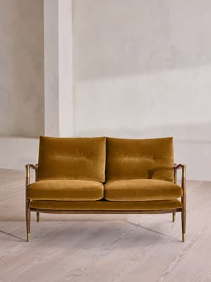 Theodore Two Seater Sofa - Velvet - Mustard - UK - Hover Image