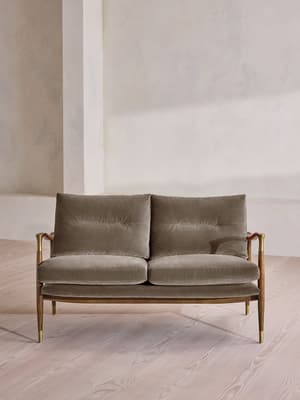 Theodore Two Seater Sofa - Velvet - Taupe - UK - Hover Image