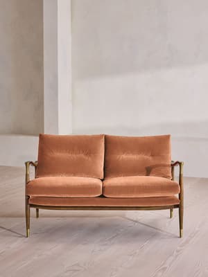 Theodore Two Seater Sofa - Velvet - Antique Rose - UK - Hover Image