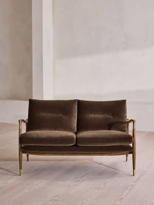 Theodore Two Seater Sofa - Velvet - Chocolate - UK - Hover Image