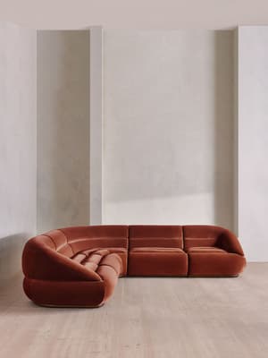 Edison Modular Sofa - Corner Sofa - Velvet - Rust UK - Hover Image