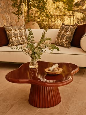 Dayton Outdoor Coffee Table - Concrete - Maroon - Listing Image