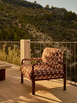 Elias Outdoor Armchair - Geometric - Maroon - UK - Listing Image