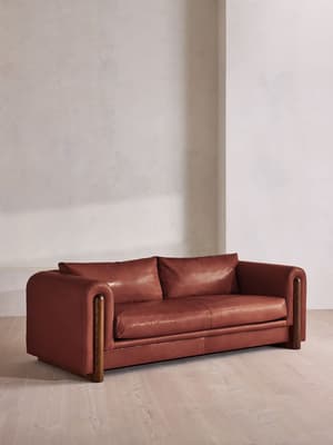 Farrell Three Seater Sofa - Leather - Sangria - UK - Hover Image