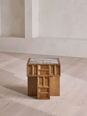 Ivy Side Table - Italian Ocean Grey Marble - Hover Image