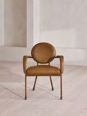 Milo Dining Armchair - Leather - Chestnut - UK - Hover Image