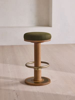 Bryden Tall Barstool - Linen - Olive - UK - Hover Image