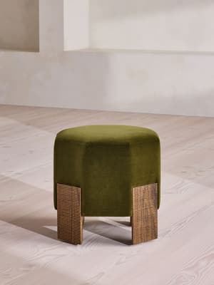 Alvin Footstool - Velvet - Olive - UK - Hover Image