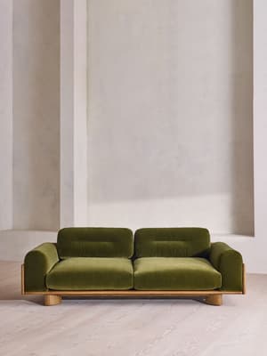 Moxon Three Seater Sofa - Velvet - Olive - UK - Hover Image