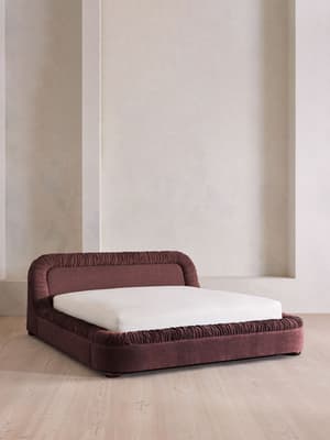Vara Bed - King - Linen Chenille - Bordeaux - Hover Image