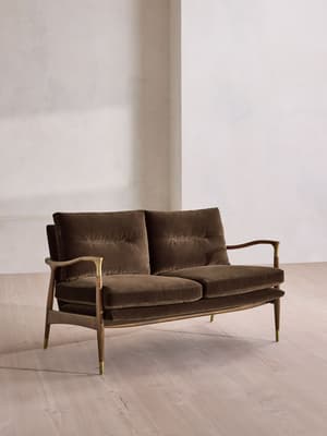 Theodore Two Seater Sofa - Velvet - Chocolate - US - Listing Image