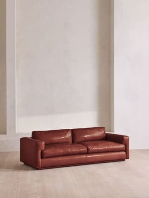 Mossley Three Seater Sofa - Leather - Sangria - UK - Hover Image