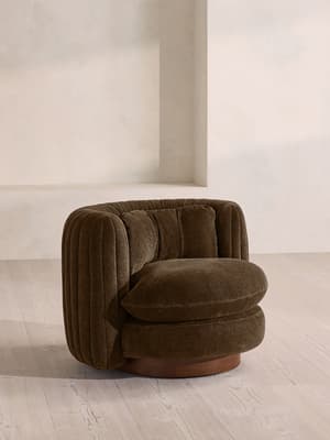 Vivienne Armchair - Linen Chenille - Chocolate - UK - Hover Image