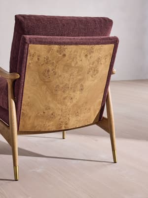 Theodore Burl Armchair - Linen Chenille - Bordeaux - US - Hover Image