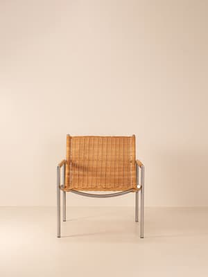 Vintage Armchair - Rattan and Chrome - Hover Image