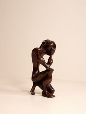 Vintage Carved Sculptural Figurine - Ebonised Wood - Hover Image