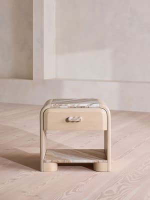 Adria Bedside Table - Terra Bianca Marble - Hover Image