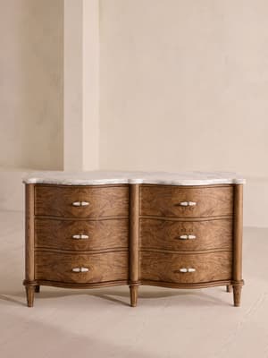 Valerie Six Drawer Dresser - Arabescato Corchia Marble - Hover Image