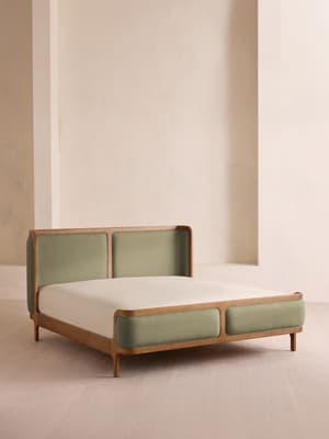 Belsa Bed - Light Oak - King - Linen - Sage - US - Listing Image