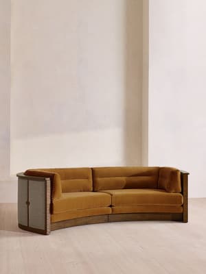 Belmont Sofa - Three Seater - Velvet - Mustard - US - Hover Image