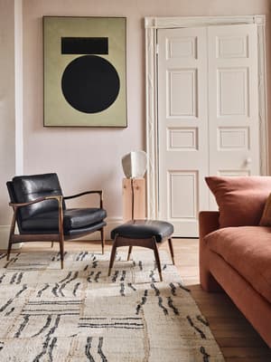 Theodore Footstool - Leather - Black - Hover Image