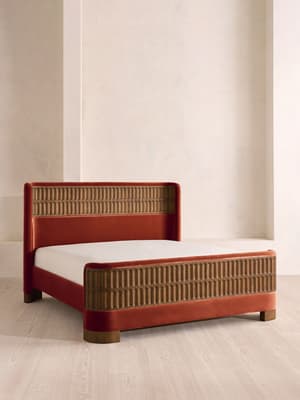 Devon Bed - King - Velvet - Rust - Listing Image