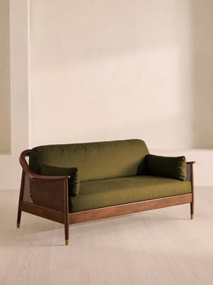 Atlanta Three Seater Sofa - Linen - Olive - US - Hover Image