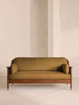 Atlanta Three Seater Sofa - Linen - Ochre - Listing Image