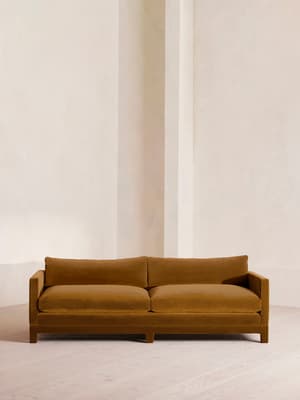 Ashford Four Seater Sofa - Velvet - Mustard - Hover Image