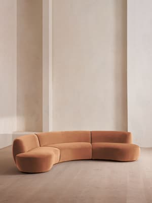 Aline Serpentine Modular Sofa - Four Seater - Antique Rose Velvet - UK - Hover Image